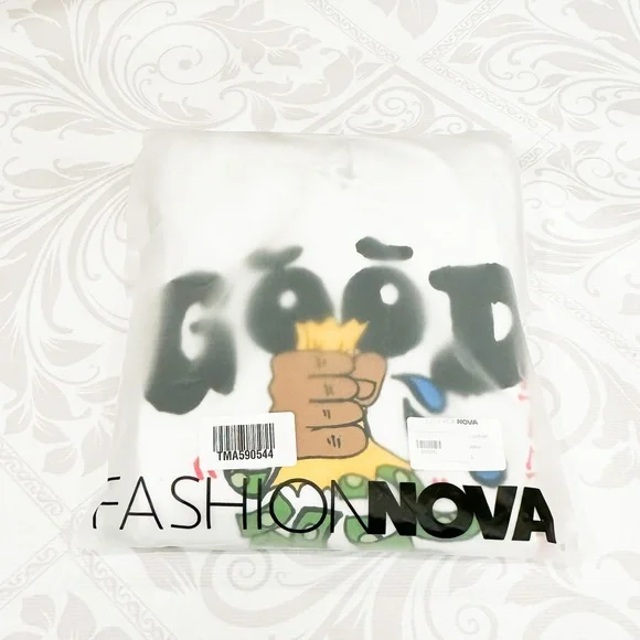 FashionNova Good Money Hoodie White Large